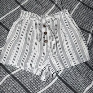 Sienna Sky Black and White Striped High Waist Shorts